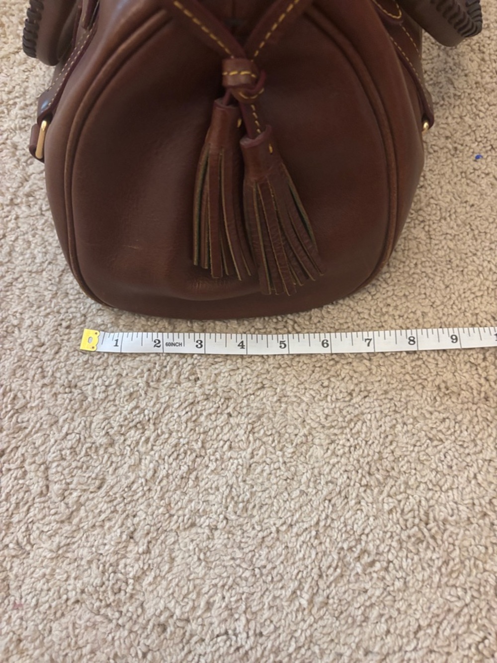 Dooney & Bourke Brown Leather Satchel with Braided Handles - Picture 6 of 10